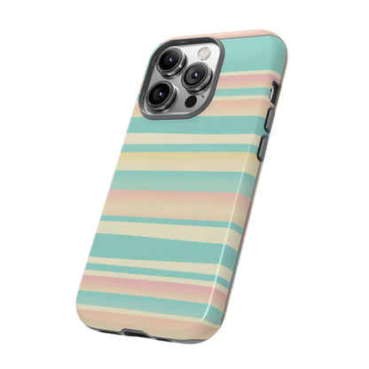 Pastel Striped Tough Phone Case — Mint, Peach & Cream Protective Cover