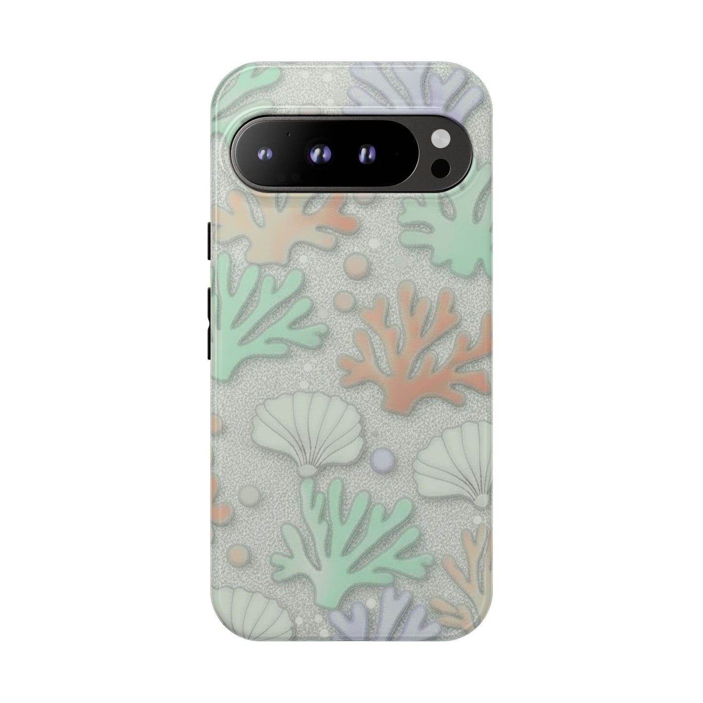 Pastel Coral Reef Tough Phone Case – Sea Shell & Coral Pattern Durable Protector