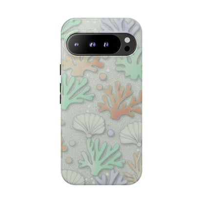 Pastel Coral Reef Tough Phone Case – Sea Shell & Coral Pattern Durable Protector