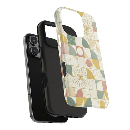 Retro Geometric Tough Phone Case — Pastel Midcentury Pattern