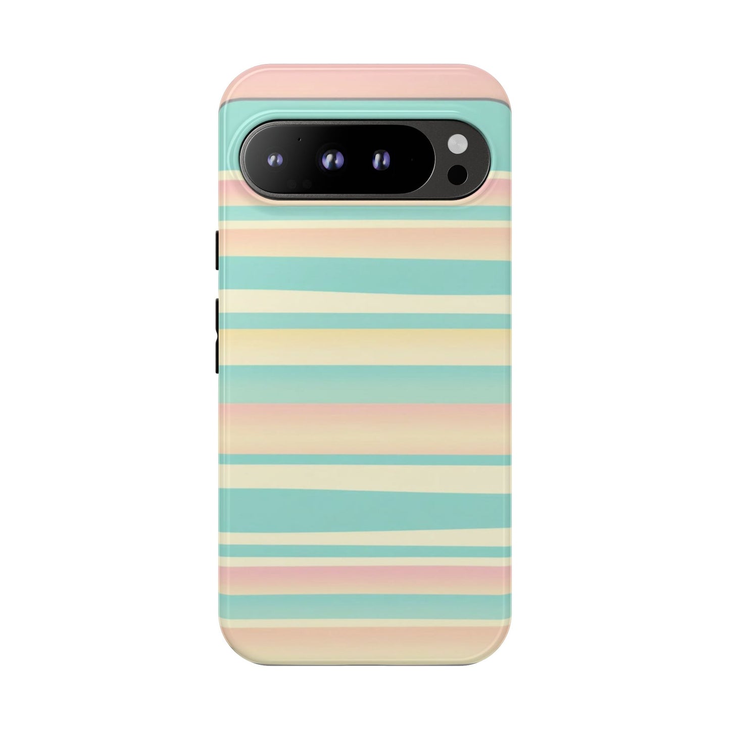Pastel Striped Tough Phone Case — Mint, Peach & Cream Protective Cover