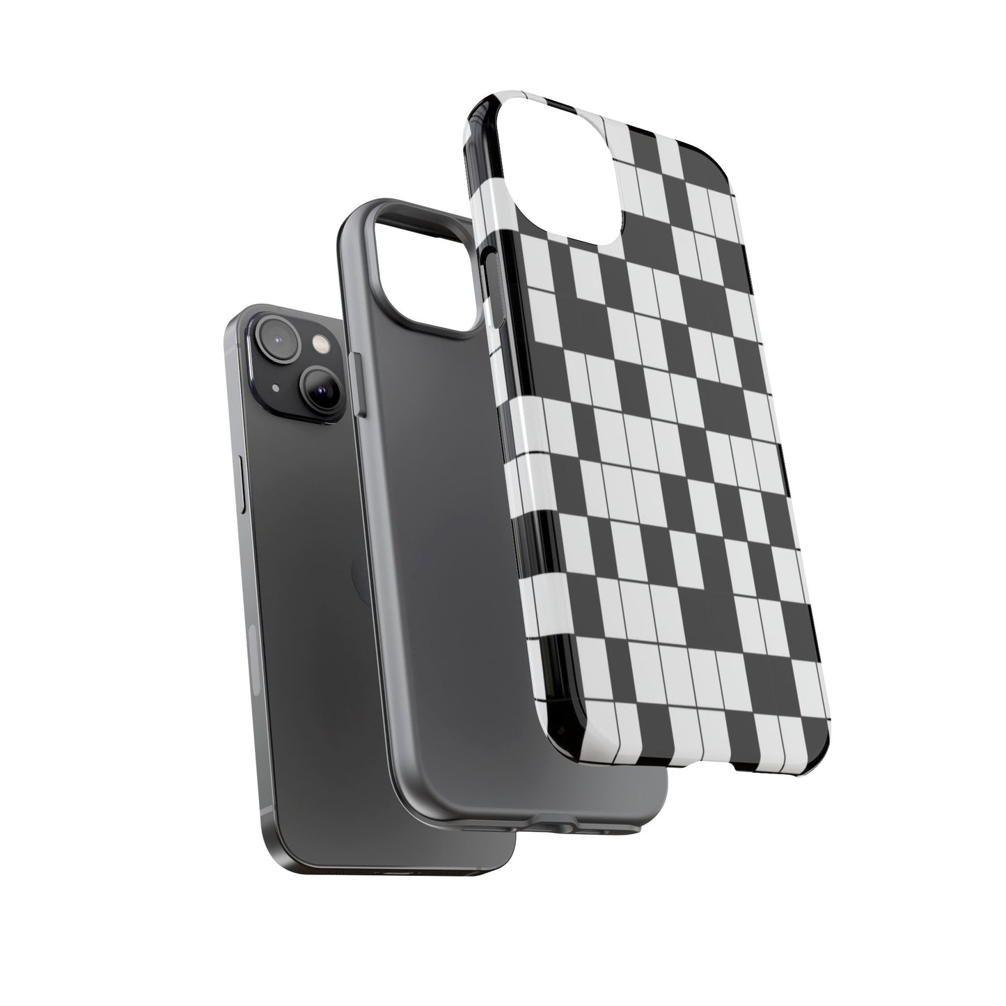 Crossword Grid Phone Case — Black & White Puzzle Pattern Tough Phone Cover