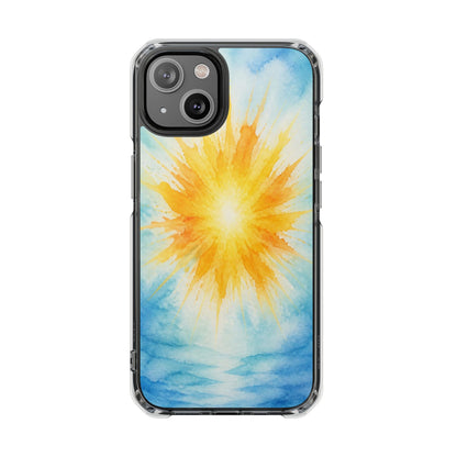Clear Magnetic Phone Case — Sunshine Watercolor Design