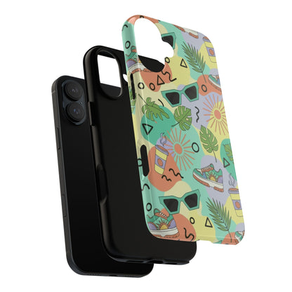 Tropical Summer Phone Case — Retro Sunglasses, Sneakers & Palm Pattern