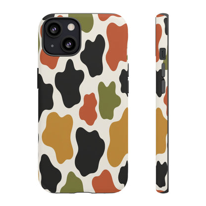Camouflage Pattern Tough Phone Case – Retro Olive, Rust & Mustard Protective Cover