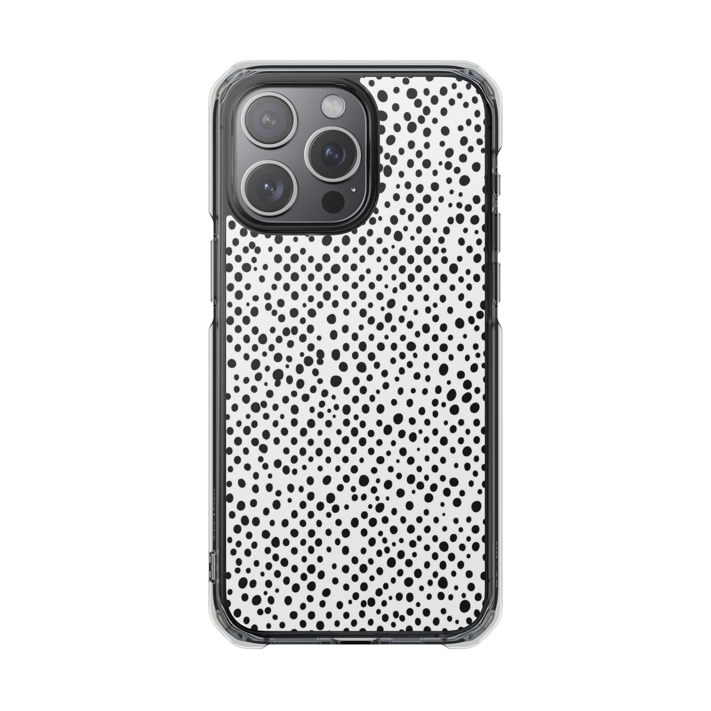 Clear Magnetic Phone Case — Black & White Speckled Pattern