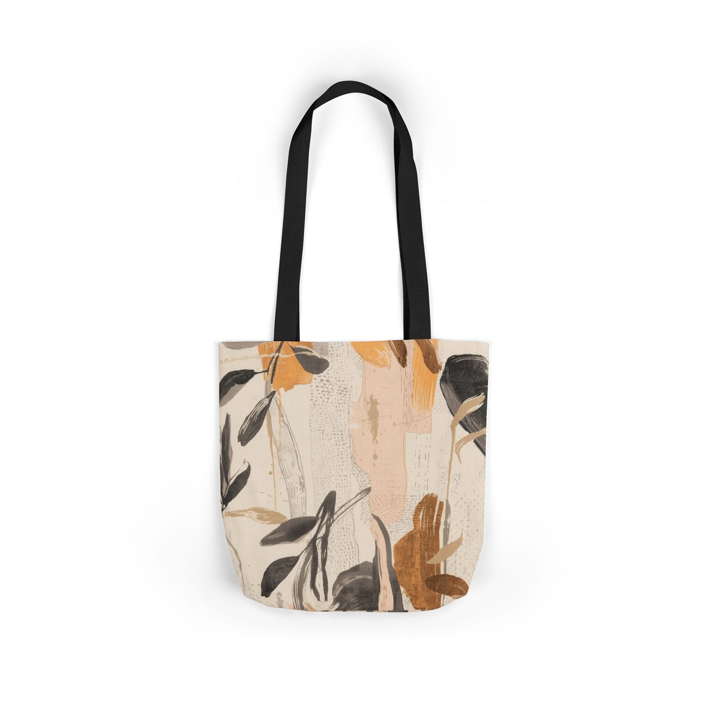 Boho Botanical Canvas Tote Bag — Neutral Abstract Leaf Print