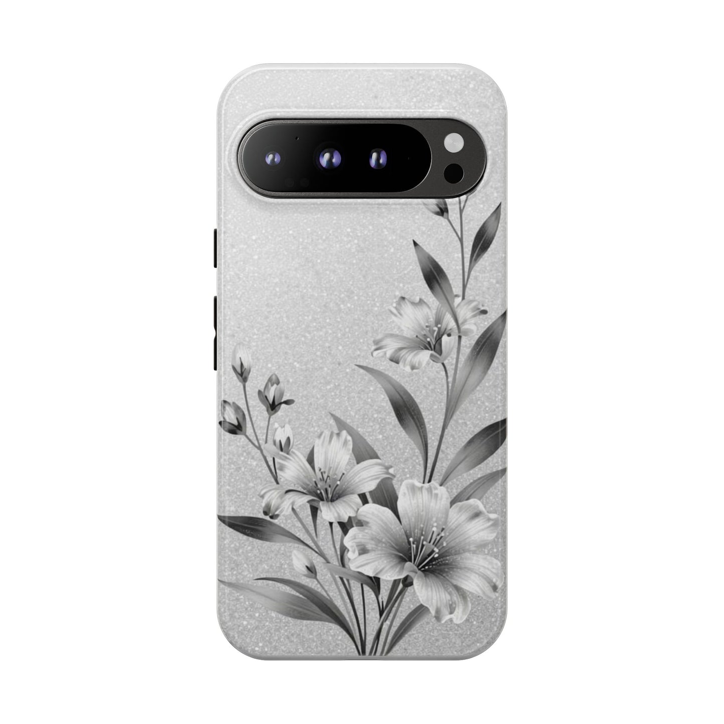 Floral Monochrome Phone Case — Elegant Black & White Lily Design