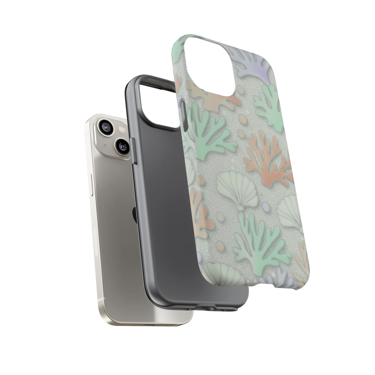 Pastel Coral Reef Tough Phone Case – Sea Shell & Coral Pattern Durable Protector