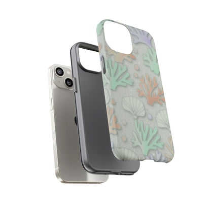 Pastel Coral Reef Tough Phone Case – Sea Shell & Coral Pattern Durable Protector