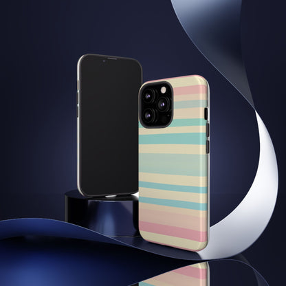 Pastel Striped Tough Phone Case – Protective Retro Rainbow Design