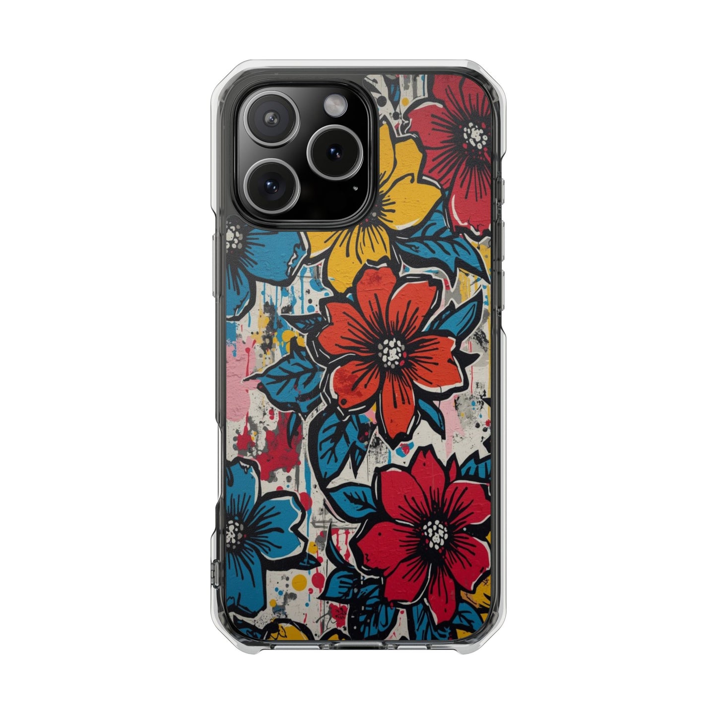Clear Magnetic Phone Case — Colorful Floral Impact Protection