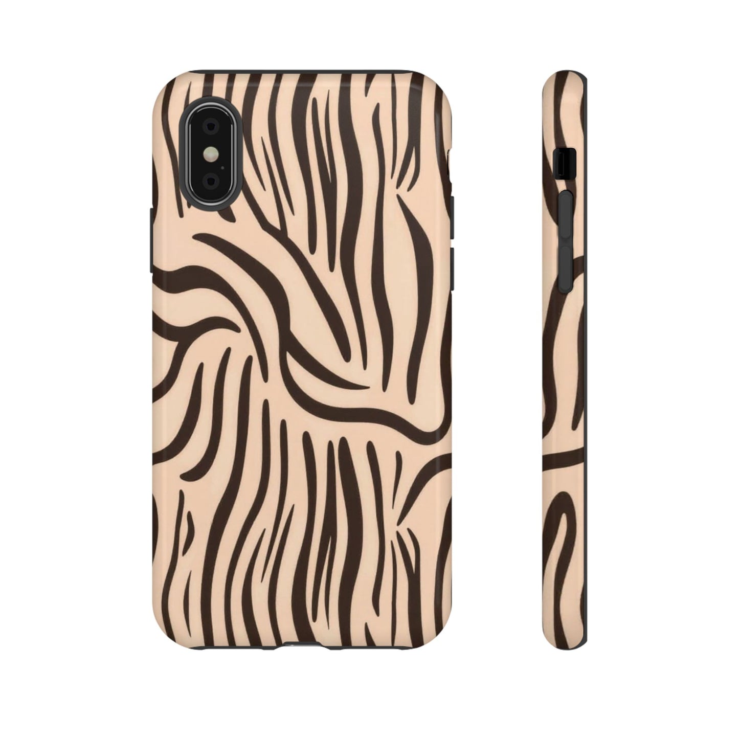 Zebra Stripe Tough Phone Case – Neutral Animal Print Protective Cover