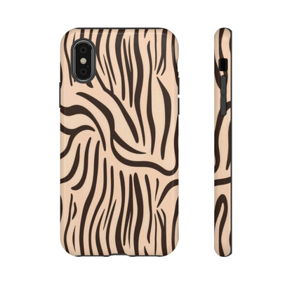 Zebra Stripe Tough Phone Case – Neutral Animal Print Protective Cover
