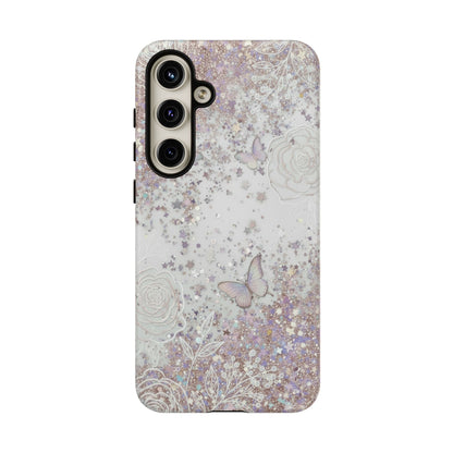Butterfly Glitter Tough Phone Case — Floral Sparkle Protective Case