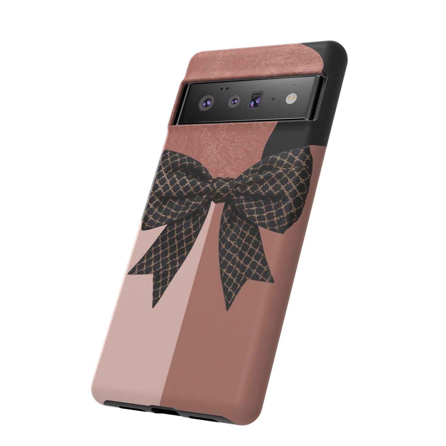 Bow Stripe Tough Phone Case – Pink Mauve Protective Cover