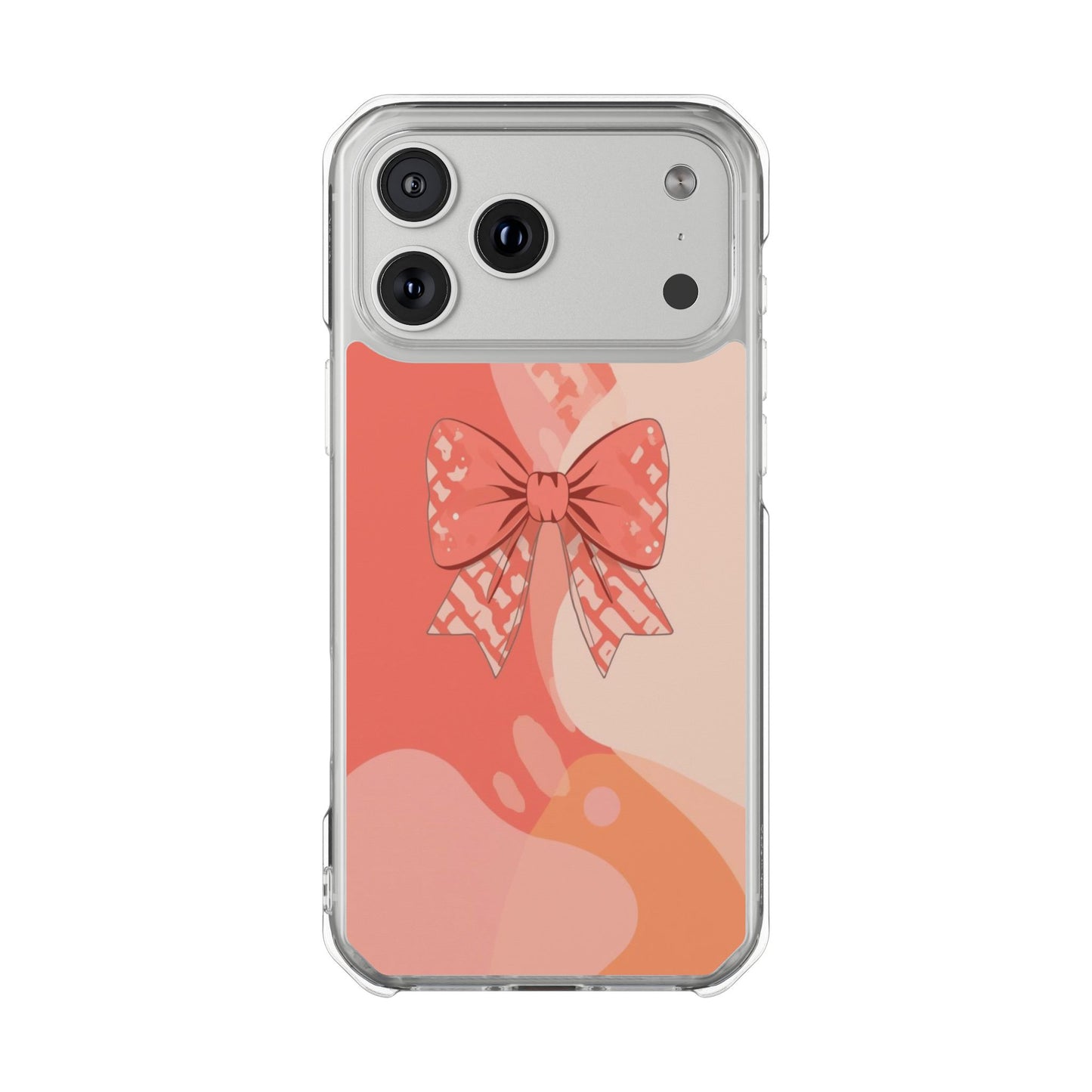 Clear Magnetic Phone Case — Pink Bow Design