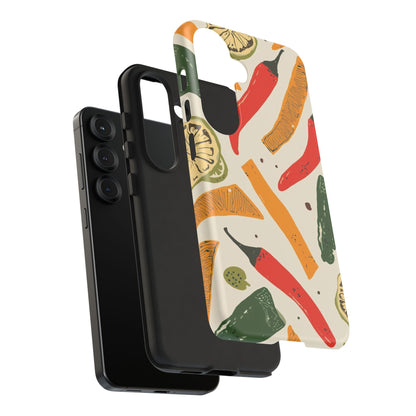 Spicy Peppers Phone Case – Colorful Chili, Lime & Citrus Pattern