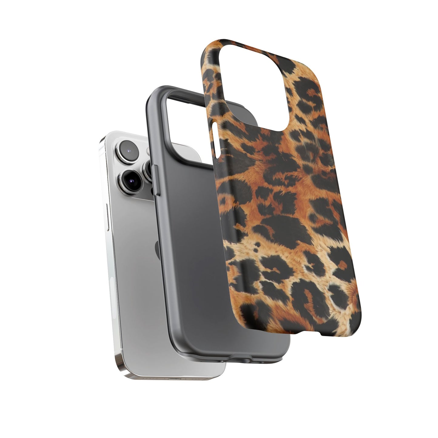 Leopard Print Tough Phone Case – Rugged Protective iPhone Cover