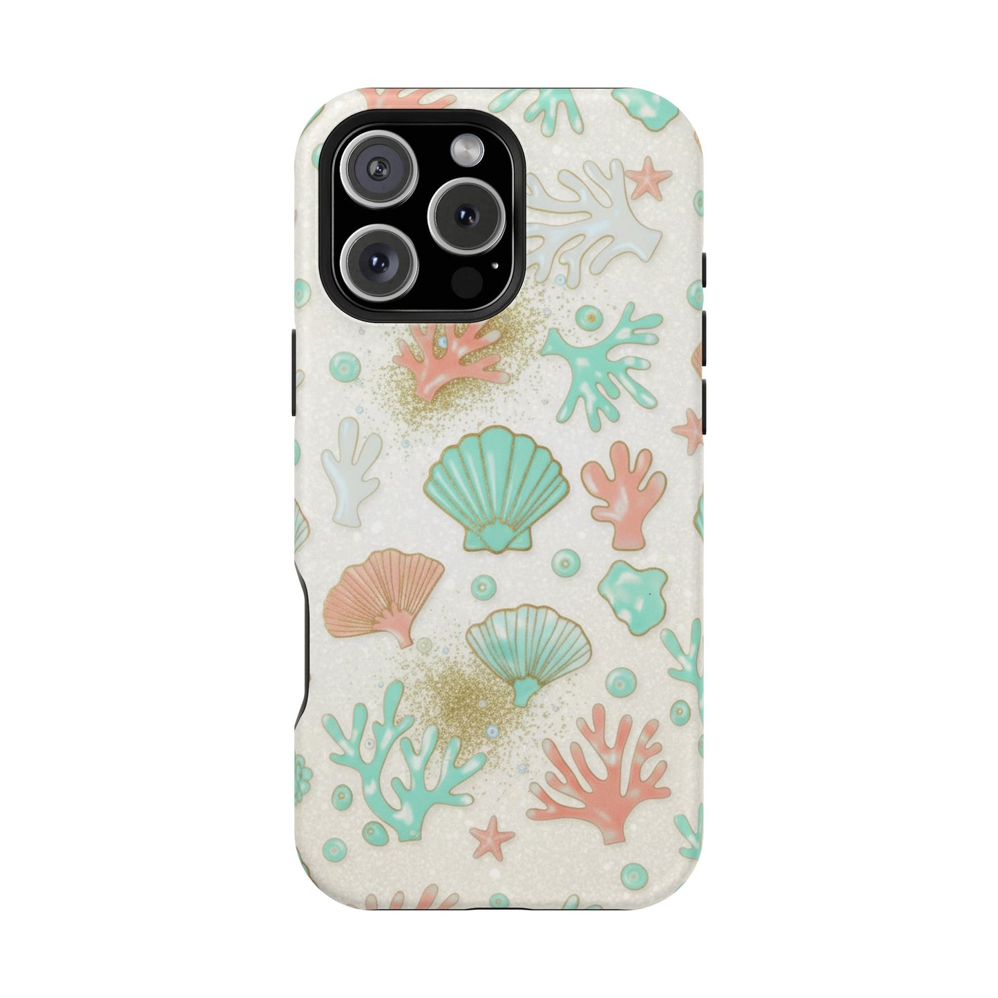 Sea Shells Magnetic Impact Phone Case — Pastel Coral & Teal Beach Design
