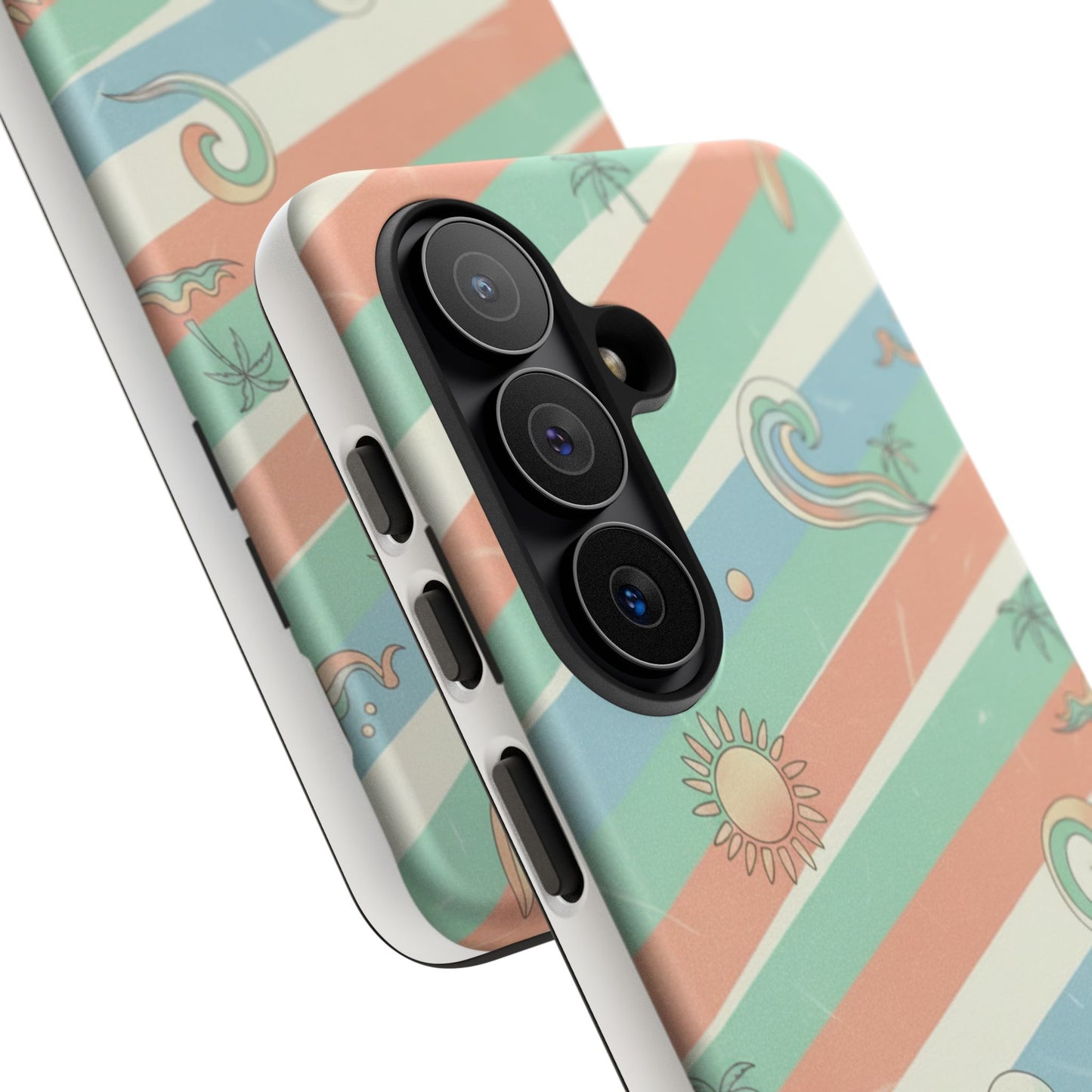 Surf Stripe Tough Phone Case — Retro Beach Waves Pattern