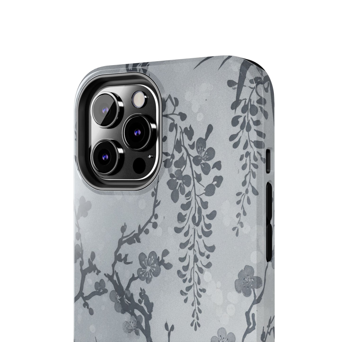 Tough Phone Case — Gray Cherry Blossom Ink Floral Design