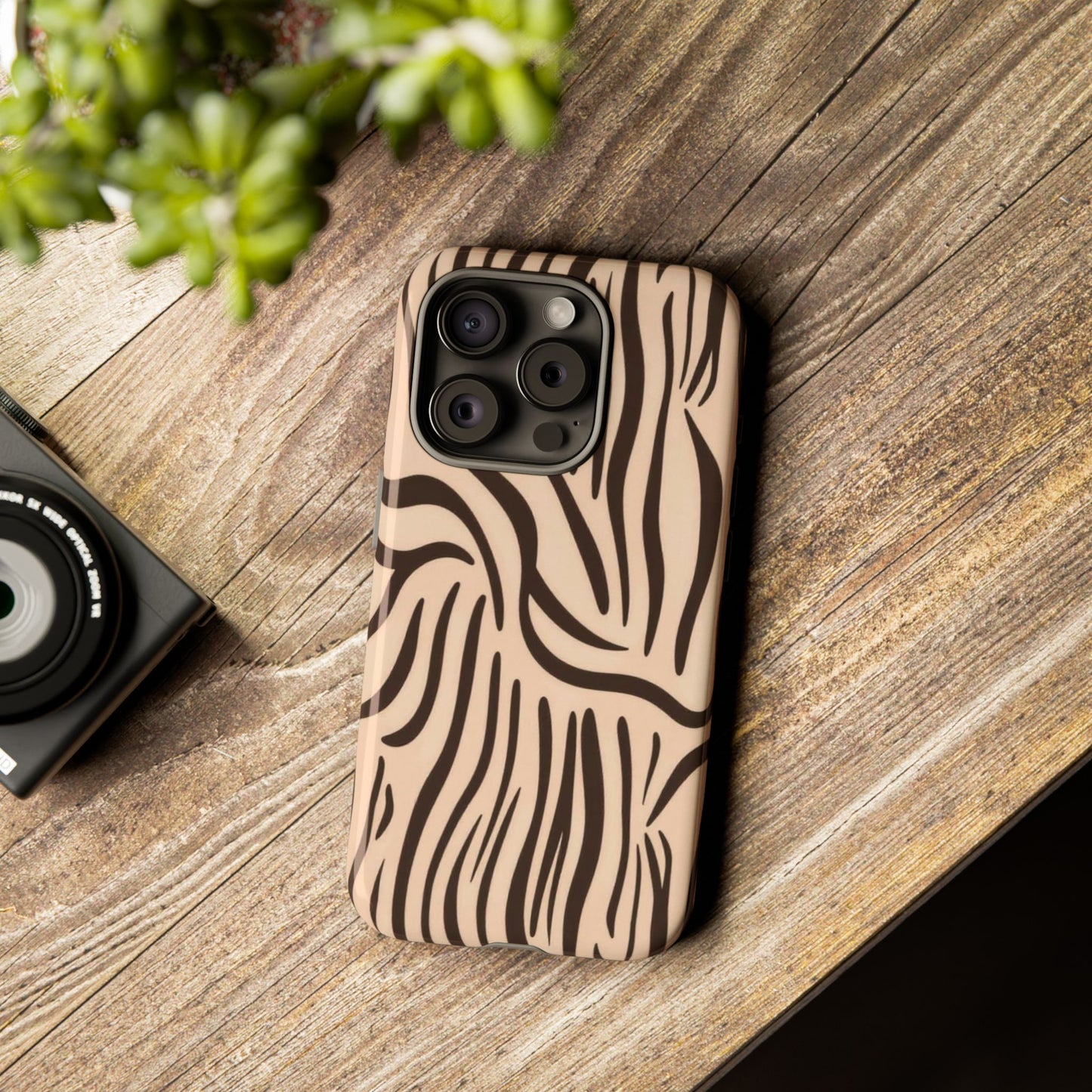 Zebra Stripe Tough Phone Case – Neutral Animal Print Protective Cover