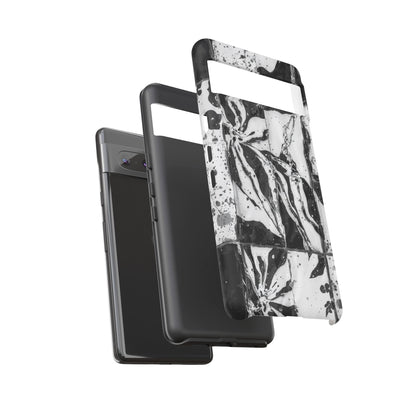 Monochrome Tile Floral Tough Phone Case