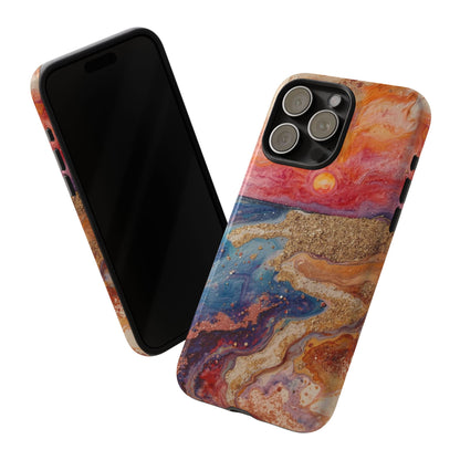 Sunset Coast Phone Case — Colorful Abstract Beach Art Tough Case