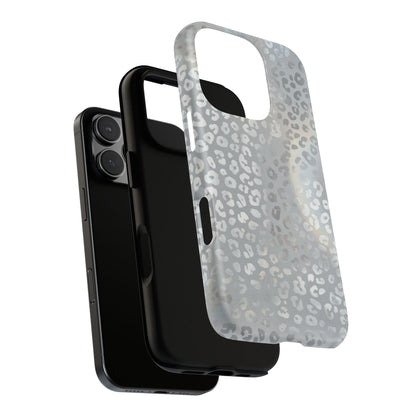 Grey Leopard Print Tough Phone Case — Durable Protective iPhone Cover