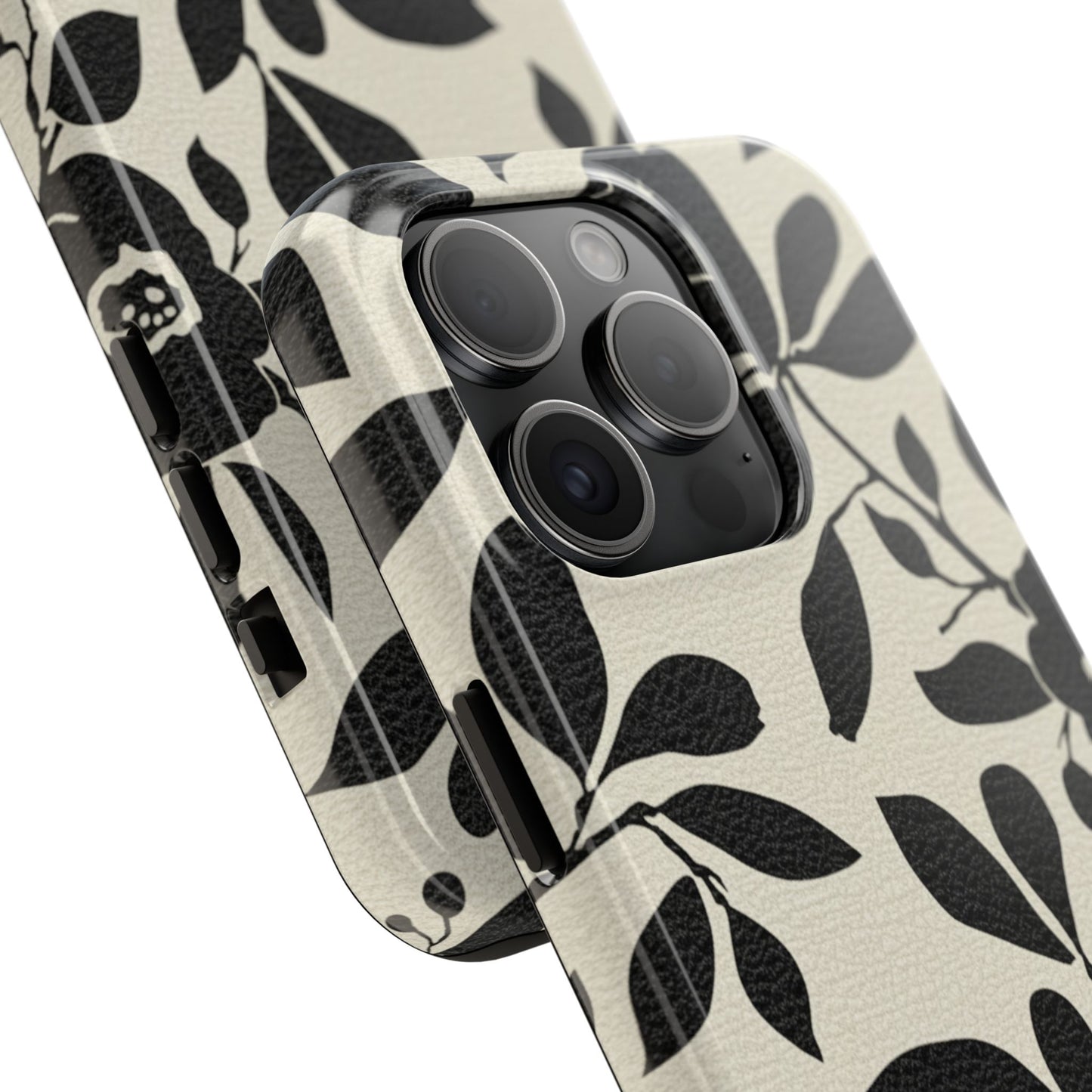 Tough Phone Case — Black Floral Silhouette Protective Cover