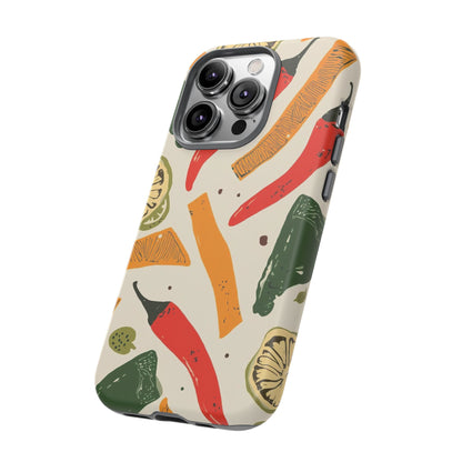 Spicy Peppers Phone Case – Colorful Chili, Lime & Citrus Pattern