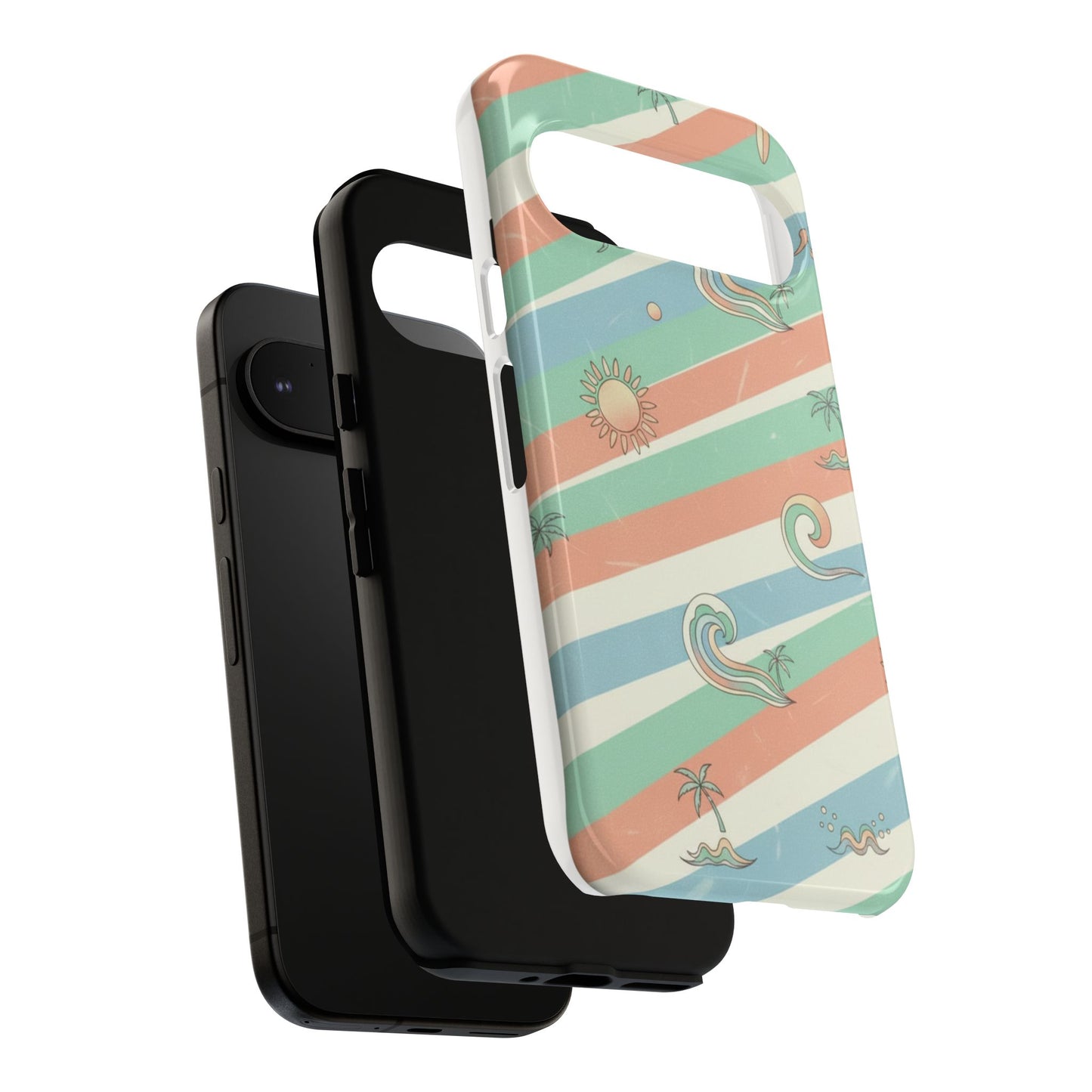 Surf Stripe Tough Phone Case — Retro Beach Waves Pattern