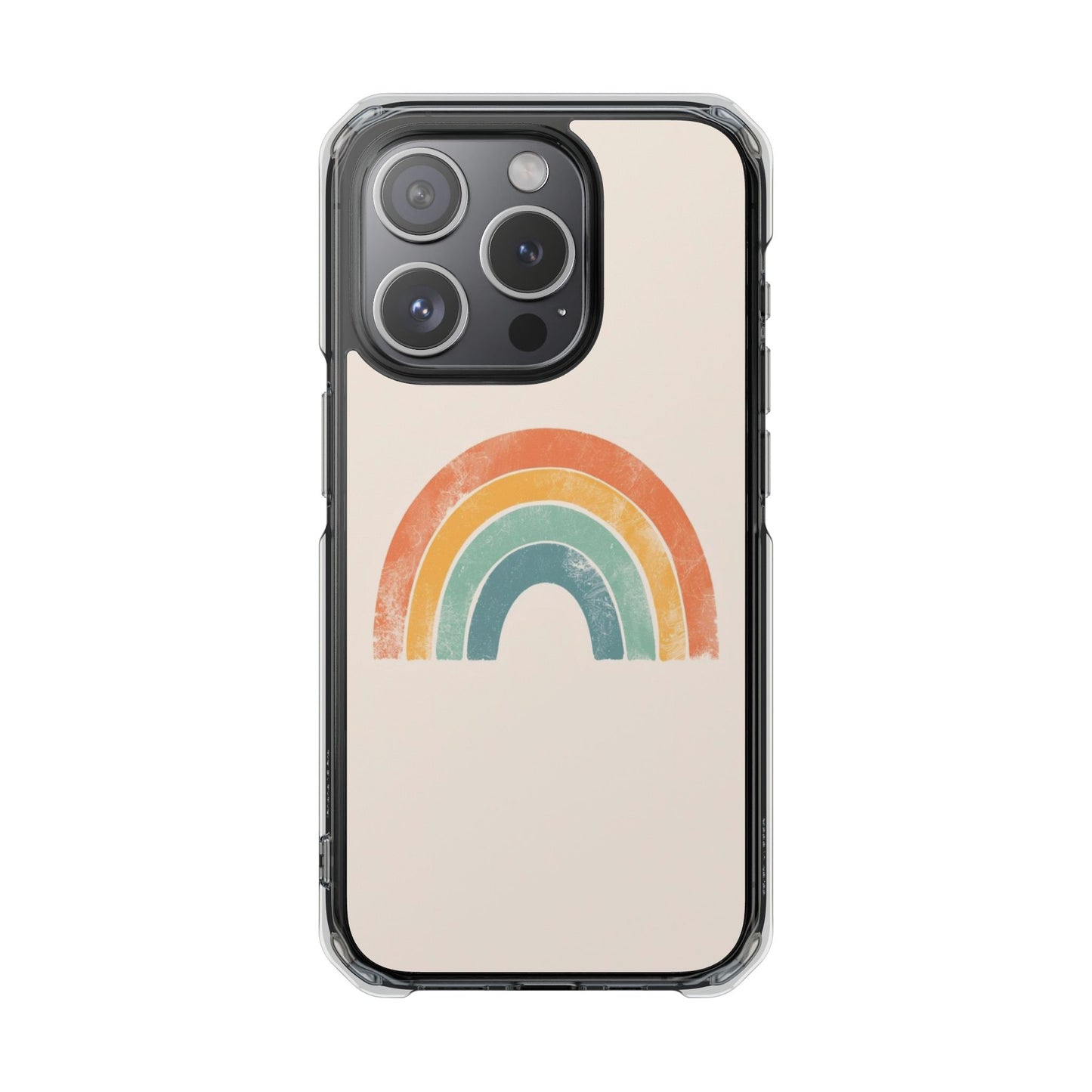 Clear Impact Phone Case — Pastel Boho Rainbow Design, Magnetic Compatible