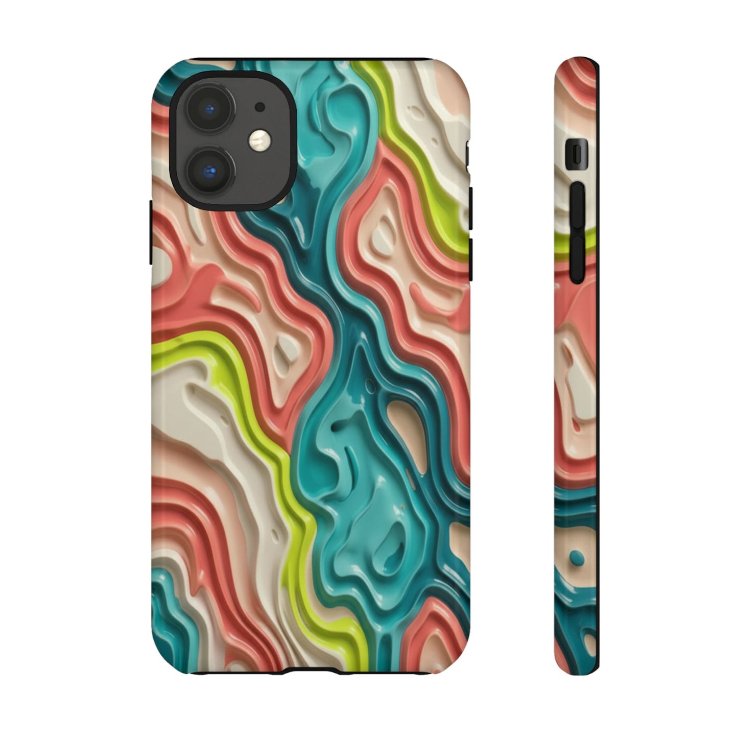 Abstract Contour Phone Case — Colorful Topographic Pattern Tough Case