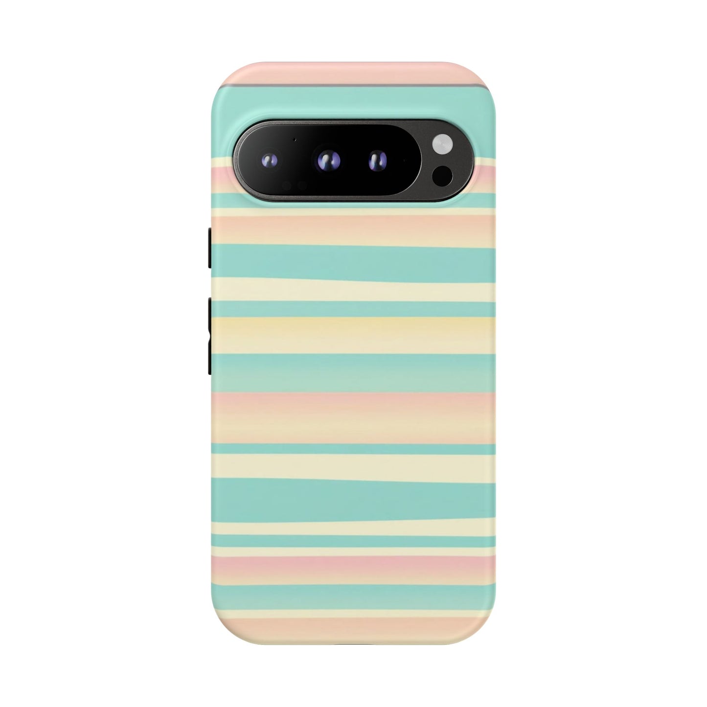 Pastel Striped Tough Phone Case — Mint, Peach & Cream Protective Cover