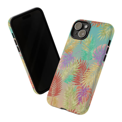 Tropical Palm Leaf Tough Phone Case – Colorful Pastel Botanical Protection