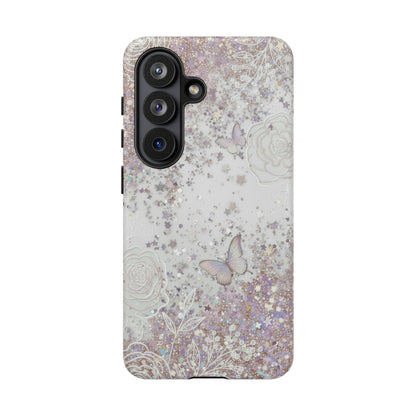 Butterfly Glitter Tough Phone Case — Floral Sparkle Protective Case