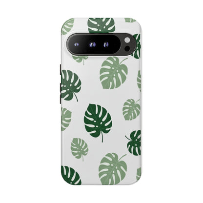 Monstera Leaf Tough Phone Case – Tropical Green Palm Pattern Protective Cover