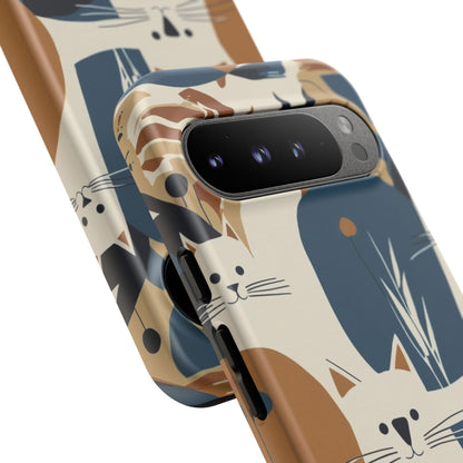 Cat Pattern Phone Case – Retro Abstract Cats Protective iPhone Cover
