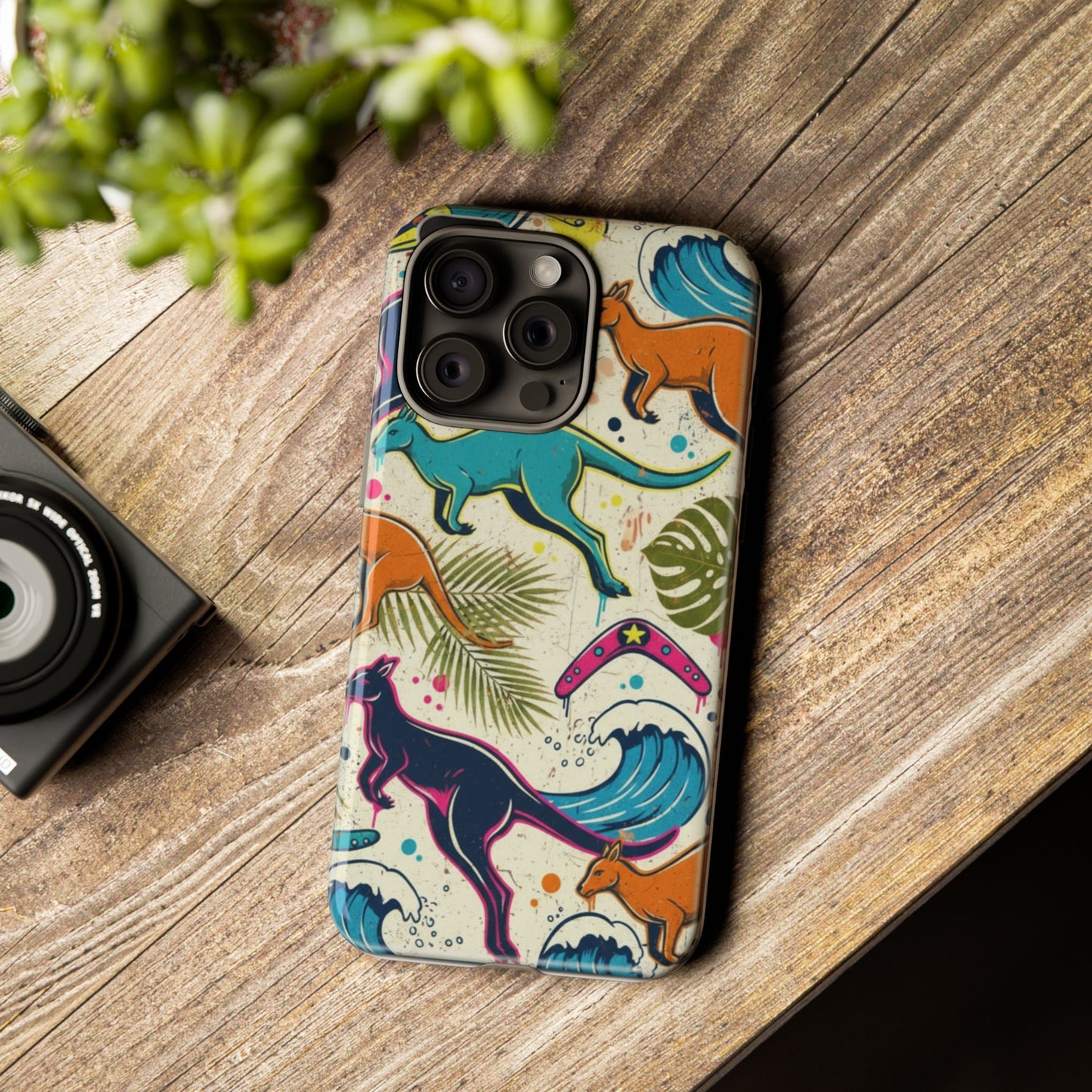 Tough Cases — Colorful Surfing Kangaroo Phone Case