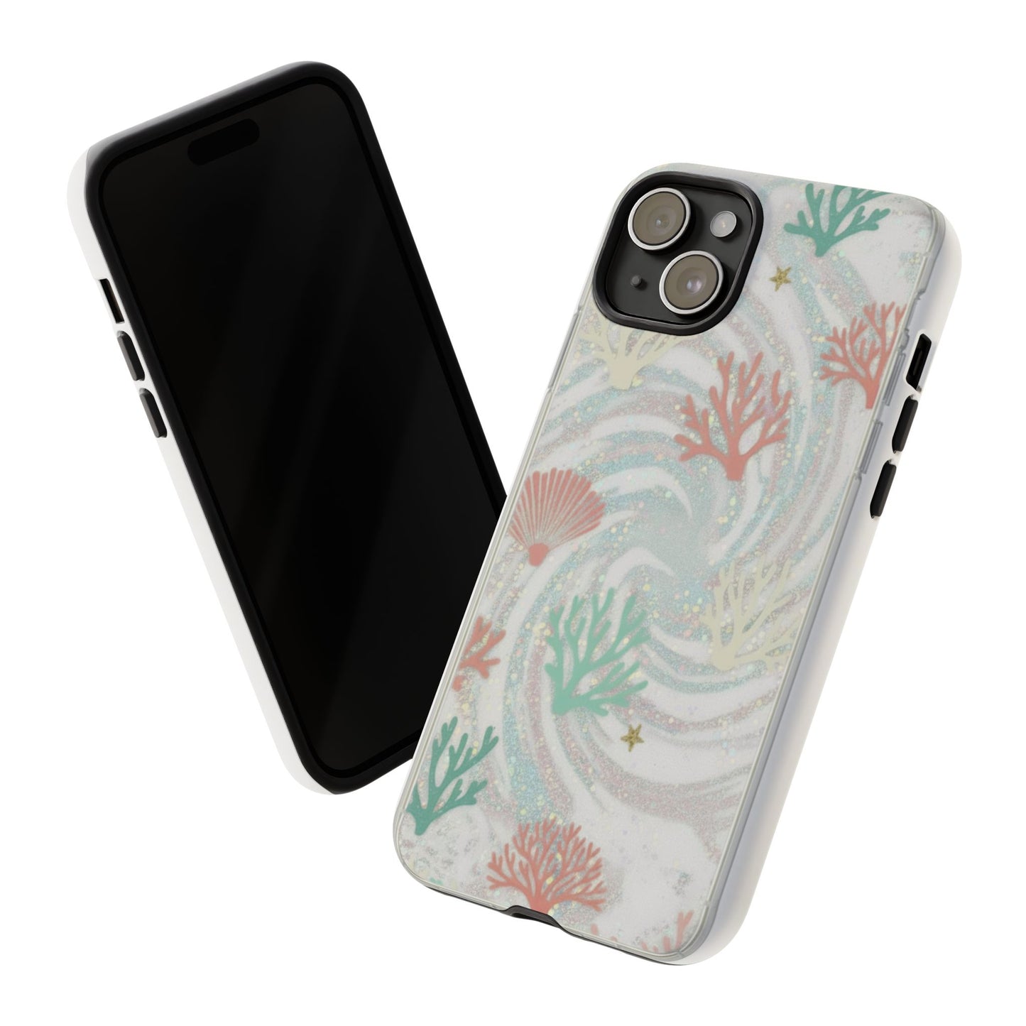 Seafoam Coral Tough Phone Case - Pastel Ocean Wave Design