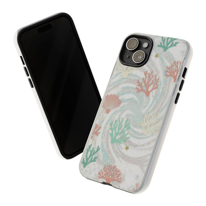 Seafoam Coral Tough Phone Case - Pastel Ocean Wave Design