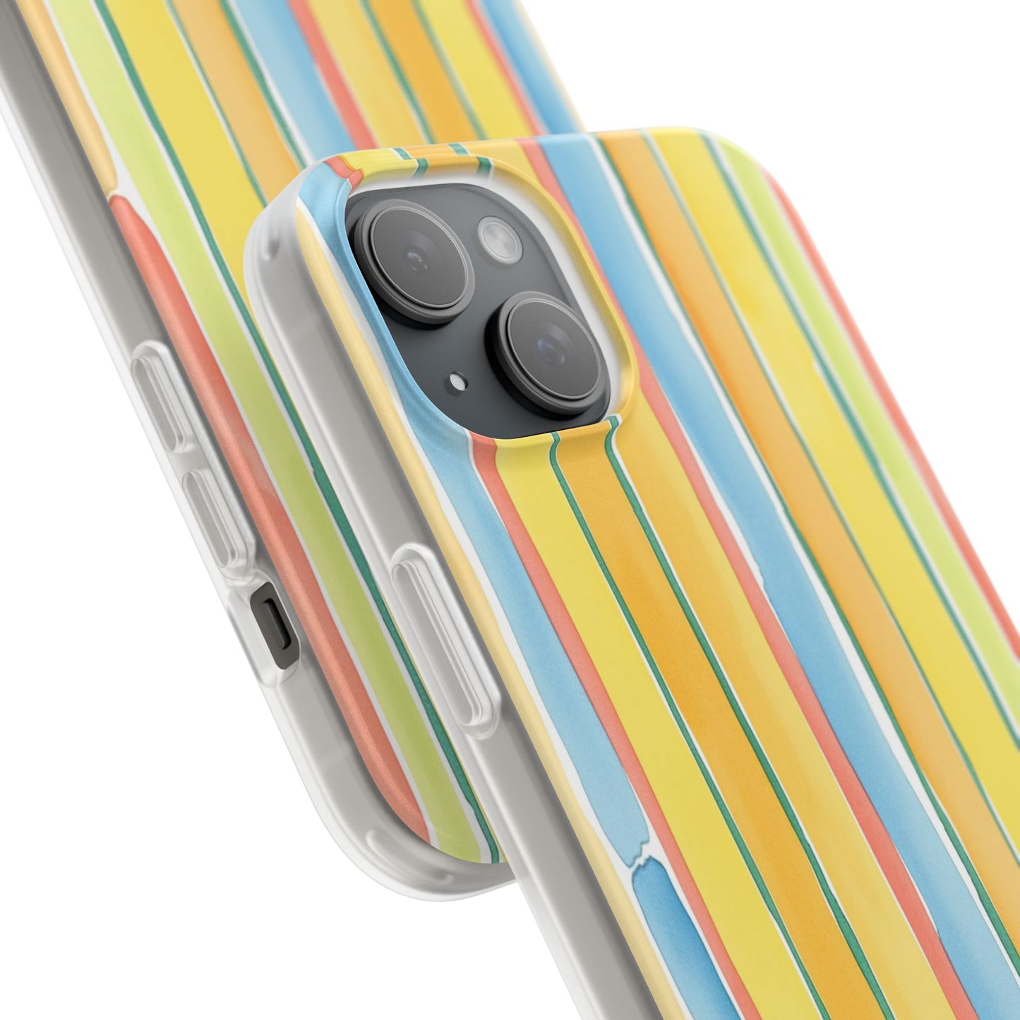 Watercolor Stripe Phone Case — Bright Pastel Vertical Stripes Protective Flexi Case