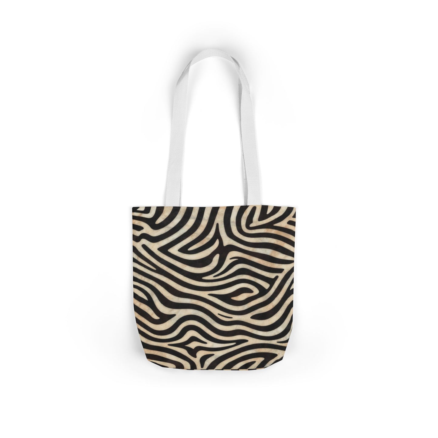 Zebra Swirl Canvas Tote Bag — Black & Beige Animal Print Everyday Tote