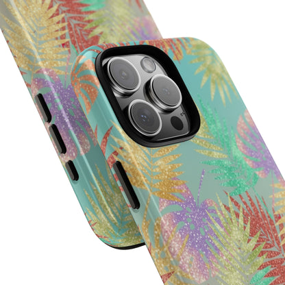 Tropical Palm Leaf Tough Phone Case – Colorful Pastel Botanical Protection