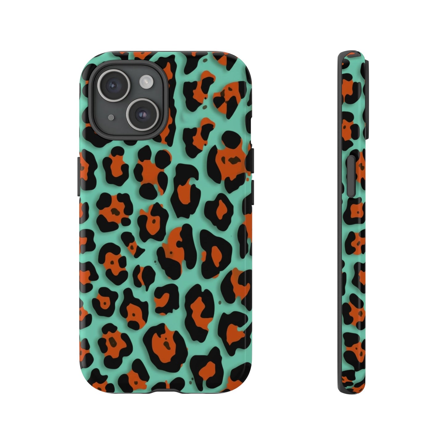 Teal & Rust Leopard Phone Case — Tough Protective Animal Print