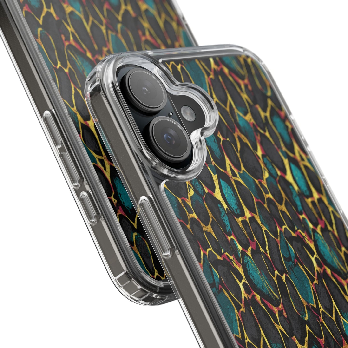 Teal Gold Leopard Clear Phone Case
