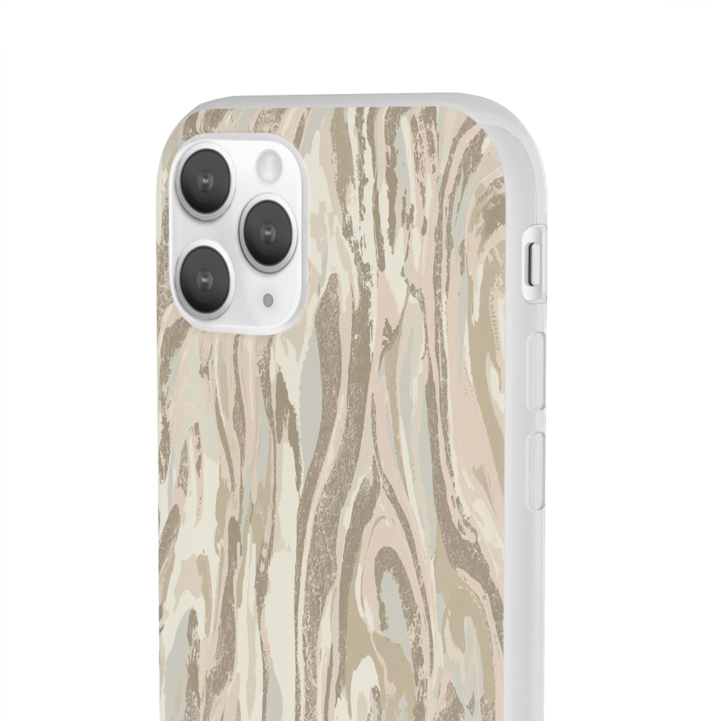 Neutral Marble Swirl Flexi Phone Case — Beige Abstract Protective Cover