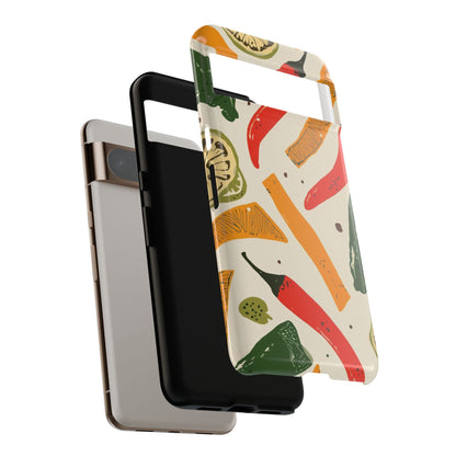 Spicy Peppers Phone Case – Colorful Chili, Lime & Citrus Pattern